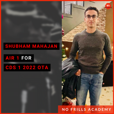 ssb recommendd candidate Shubham Mahajan, AIR 1 from best ssb coaching in india by col nehru